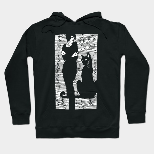 Black Cat Hoodie by AllieHartleyArt